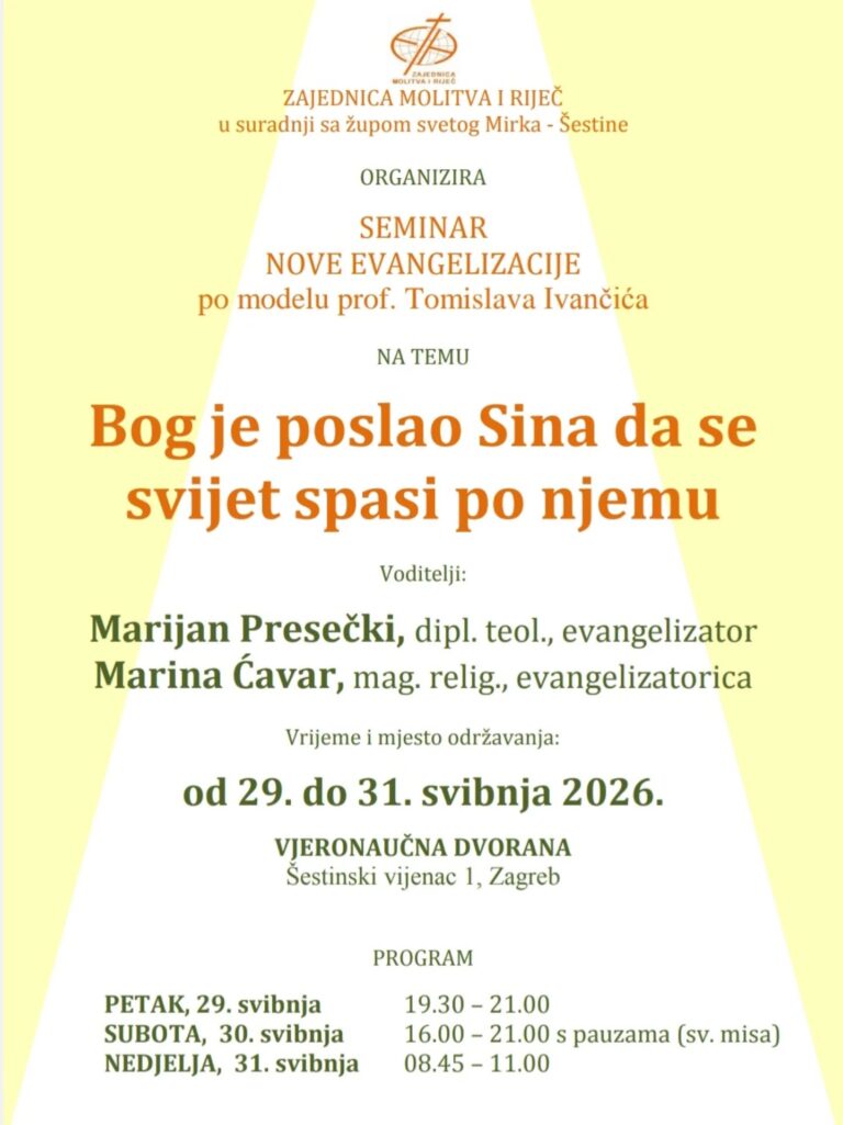 Seminar Nove evangelizacije – najava